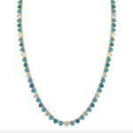 Turquoise Bezel Heart Tennis Necklace