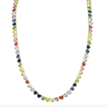 Rainbow Bezel Heart Tennis Necklace