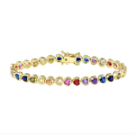 Bezel Heart Rainbow Tennis Bracelet