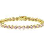 Pink Bezel Heart Tennis Bracelet
