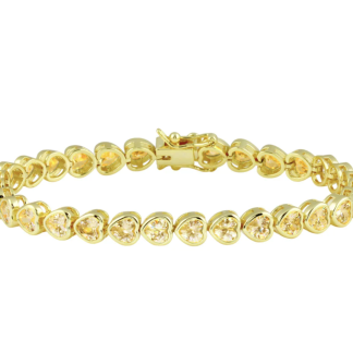 Yellow Bezel Heart Tennis Bracelet